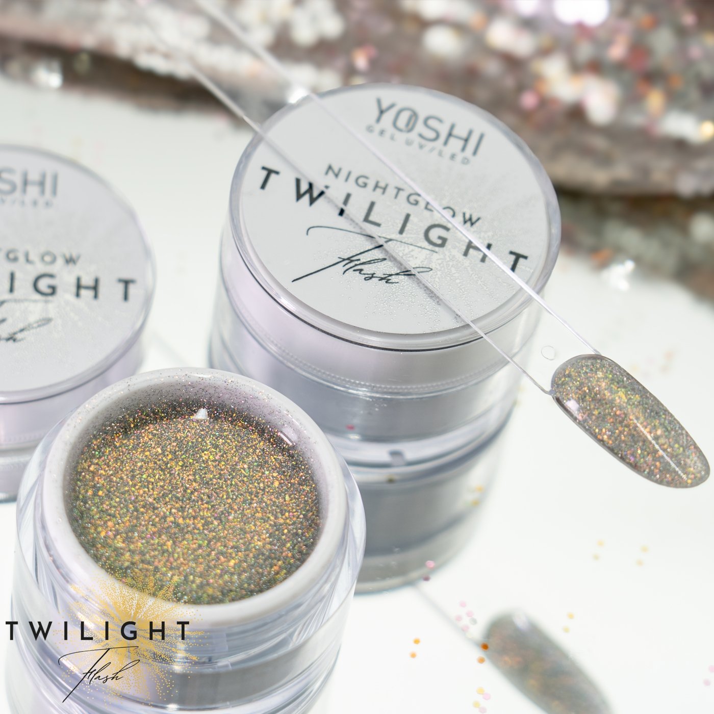 Twilight GEL UV LED Nightglow gel 15 ml | Yoshi | Glitter Twilight GEL UV LED Nightglow gel 15 ml - Image 3